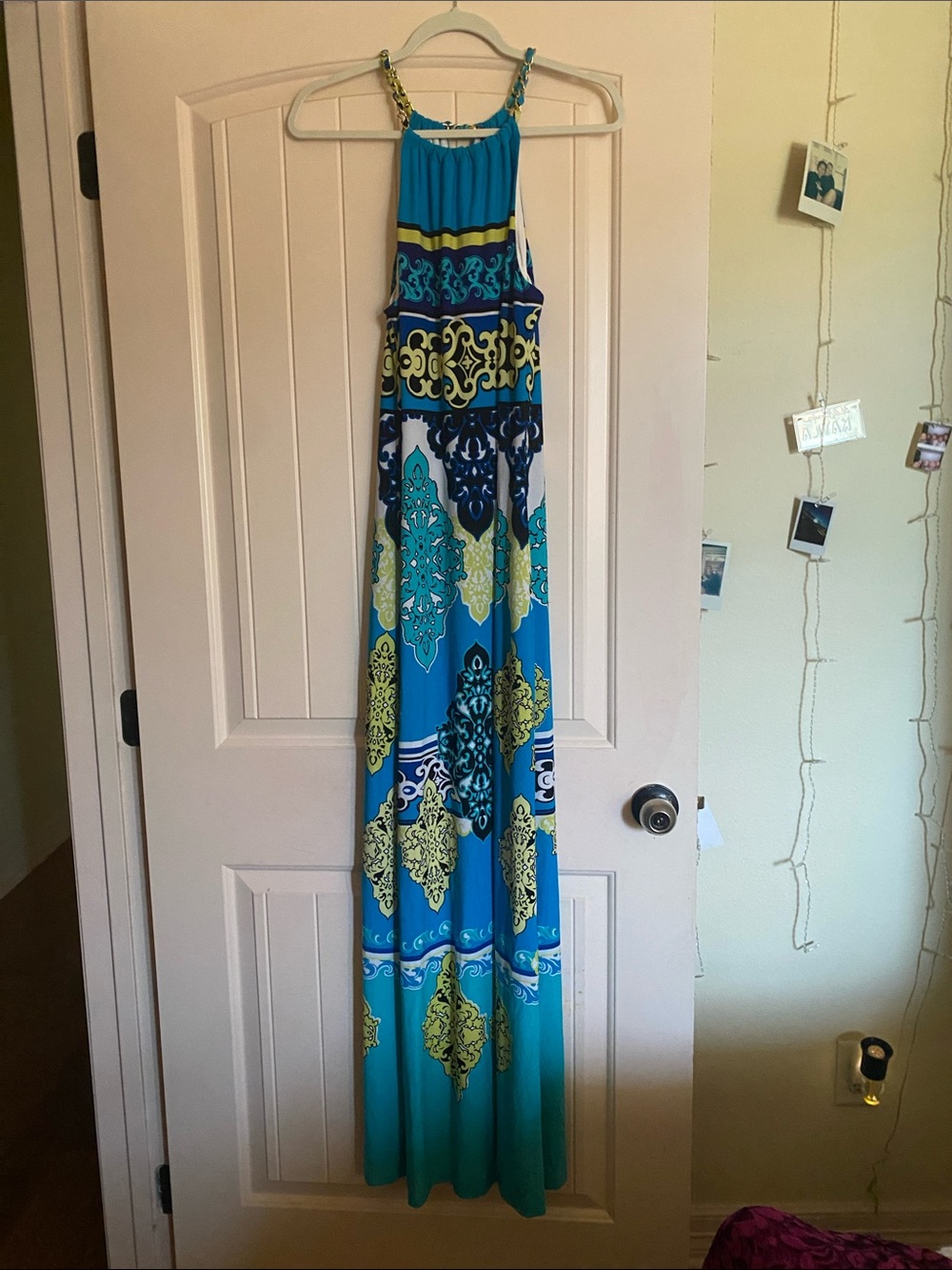 Cache Blue Teal and Yellow Printed Maxi Dress
